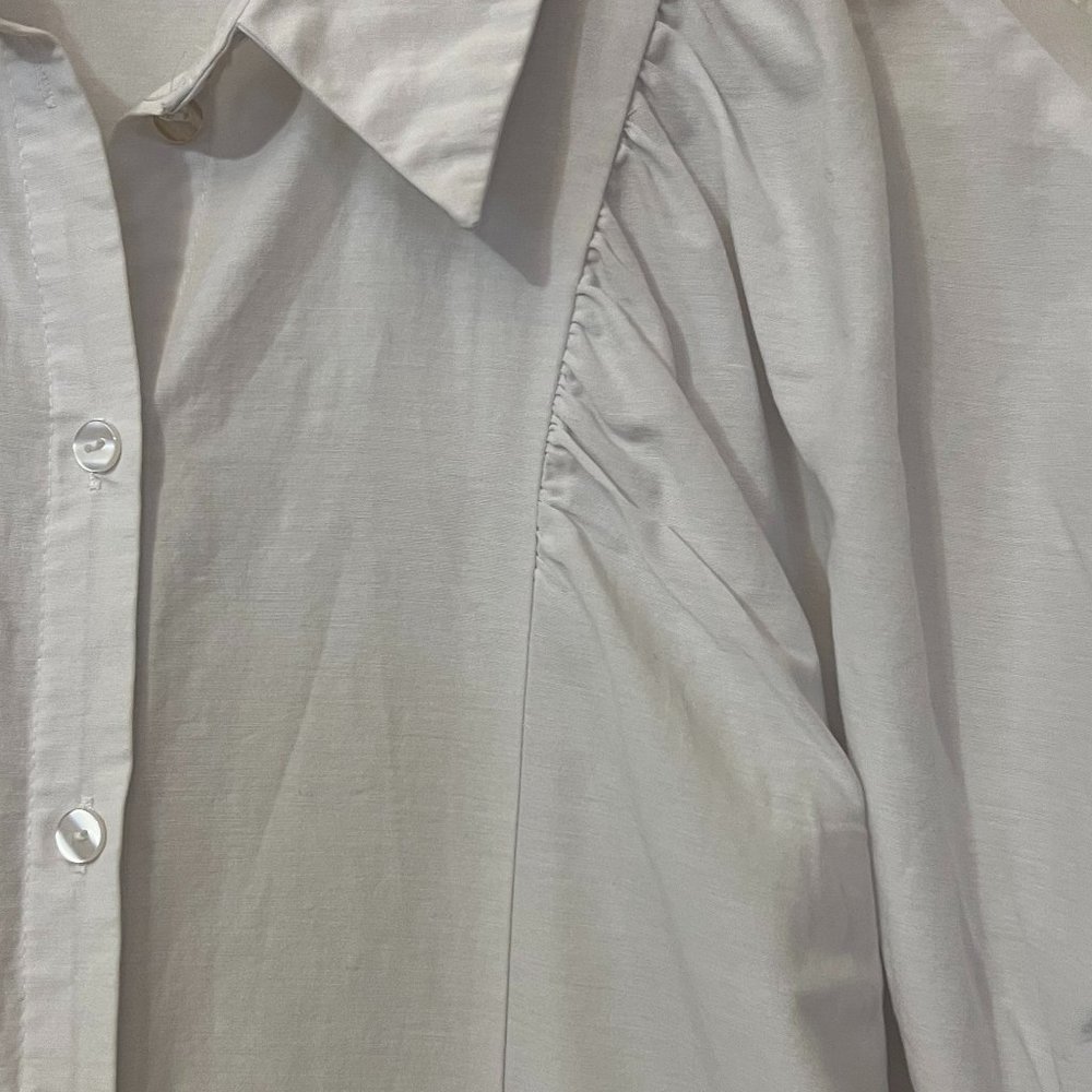 Topshop Women's Shirt Dress Button Down Long Sleeve Size 8 White - Picture 3 of 10